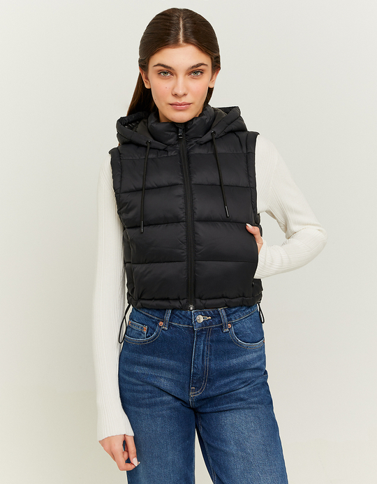 TALLY WEiJL, Piumino Smanicato Nero con Cappuccio for Women