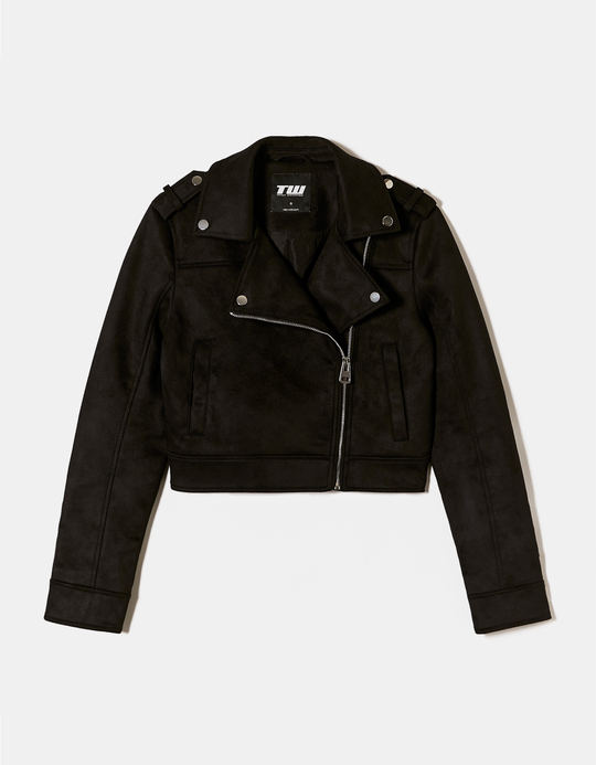TALLY WEiJL, Black Suede Biker Jacket for Women