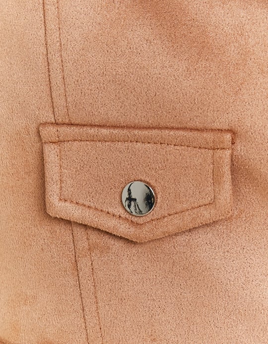 TALLY WEiJL, Beige Suede Biker Jacket for Women