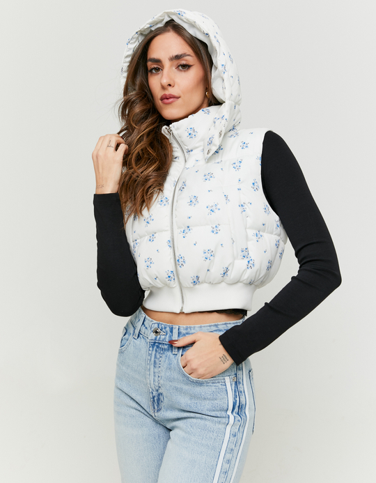 TALLY WEiJL, Gilet Matelassé Blanc à Micro-Fleurs for Women