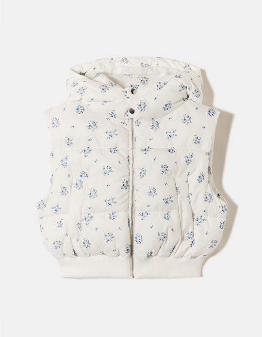 TALLY WEiJL, Gilet Matelassé Blanc à Micro-Fleurs for Women
