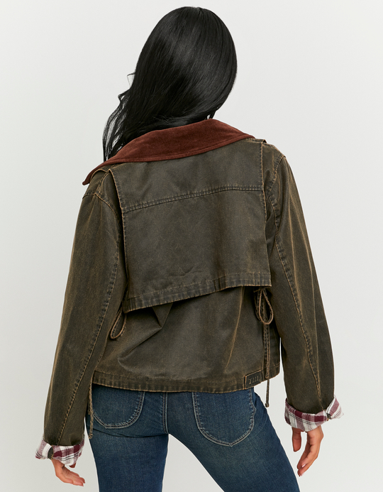 TALLY WEiJL, Khaki Jacket with Corduroy Collar for Women