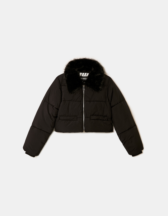 TALLY WEiJL, Black Jacket With Faux Fur for Women