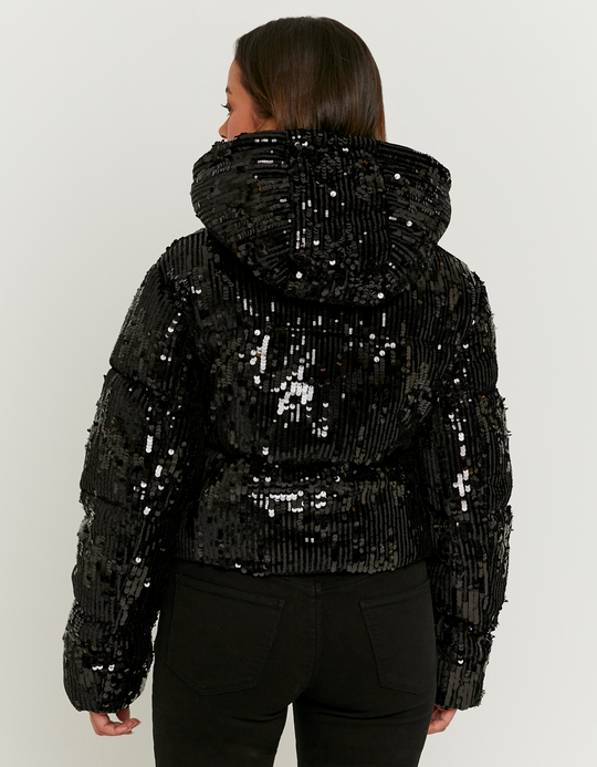 TALLY WEiJL, Black Sequined Padded Jacket for Women