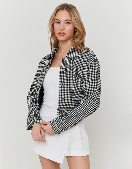 TALLY WEiJL, Cropped Vichy Trucker Jacket for Women
