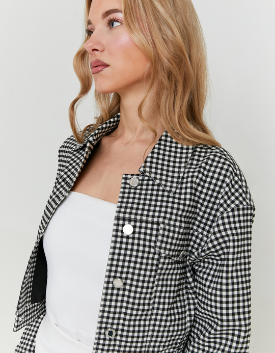 TALLY WEiJL, Kurze Trucker-Jacke mit Vichy-Print for Women