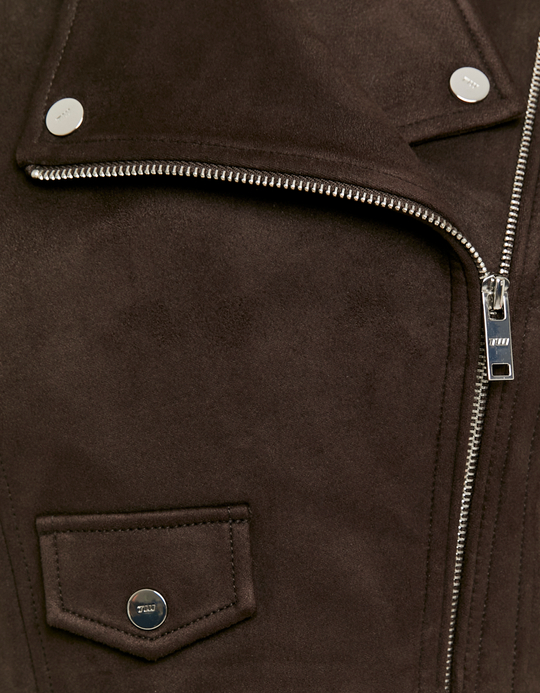 TALLY WEiJL, Brown Suede Biker Jacket for Women