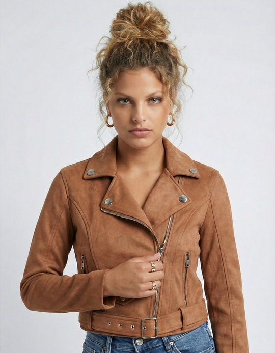 TALLY WEiJL, Veste Biker Marron en Suédine for Women