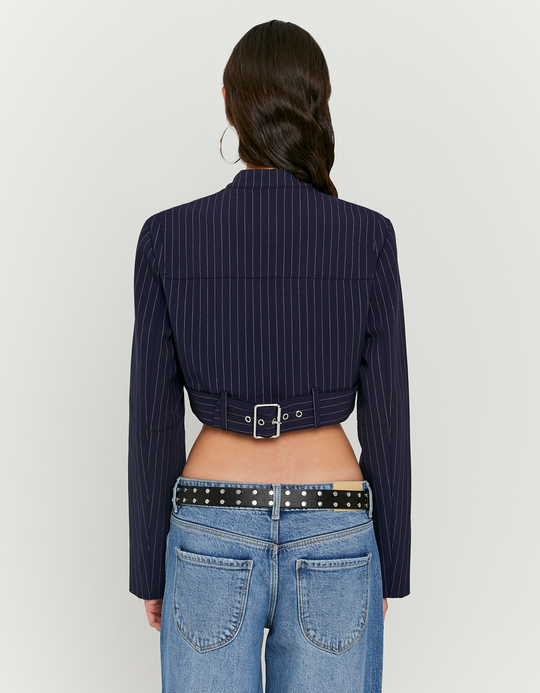 TALLY WEiJL, Blazer Bleu Court à Fines Rayures for Women