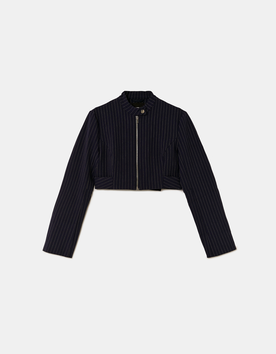 TALLY WEiJL, Blazer Bleu Court à Fines Rayures for Women
