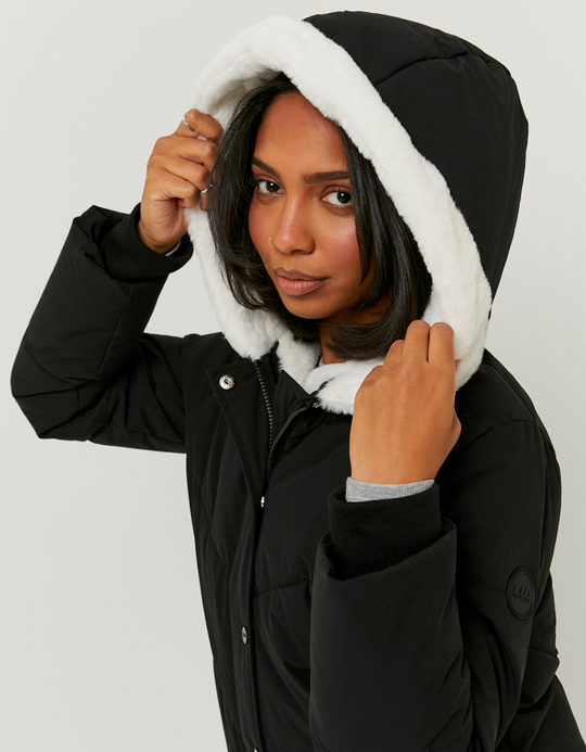 TALLY WEiJL, Schwarze Jacke mit Polster und Kunstfell for Women