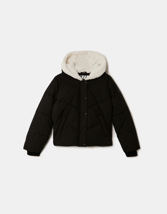 TALLY WEiJL, Schwarze Jacke mit Polster und Kunstfell for Women