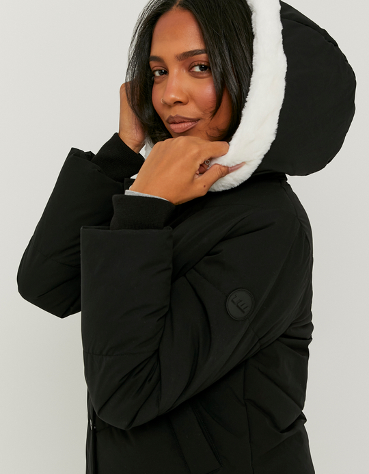 TALLY WEiJL, Schwarze Jacke mit Polster und Kunstfell for Women
