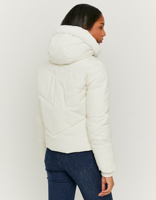 TALLY WEiJL, White Padded Jacket with Faux Fur for Women