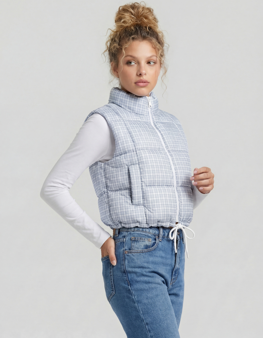 TALLY WEiJL, Vichy Print Light Padded Vest for Women