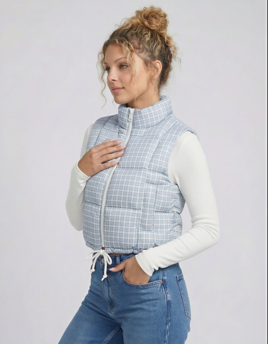 TALLY WEiJL, Vichy Print Light Padded Vest for Women