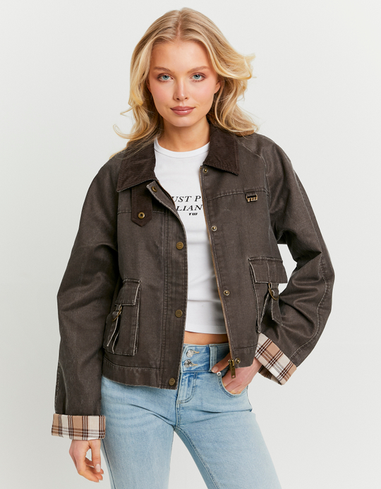 TALLY WEiJL, Brown Jacket with Corduroy Collar for Women