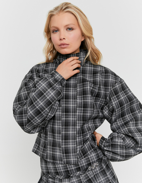 TALLY WEiJL, Grey Checked Bomber Jacket for Women