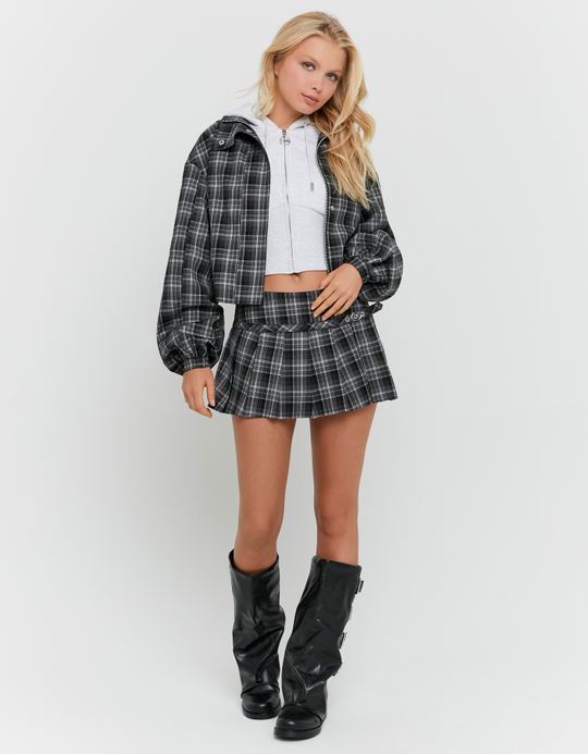 TALLY WEiJL, Grey Checked Bomber Jacket for Women