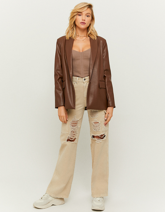TALLY WEiJL, Blazer Brun Similicuir for Women
