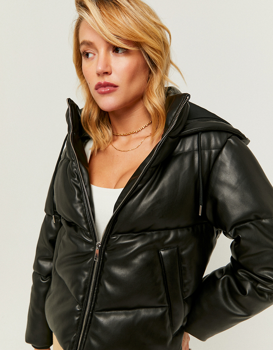 TALLY WEiJL, Schwarze Steppjacke aus Kunstleder for Women