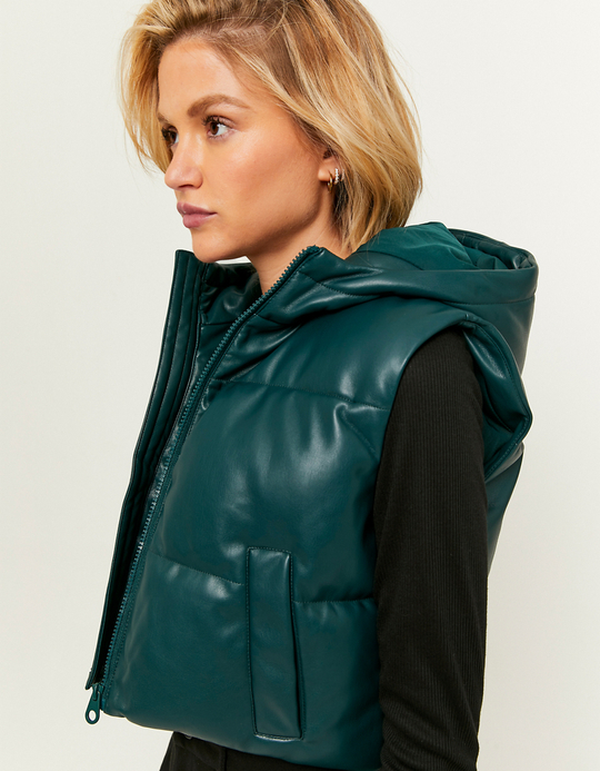 TALLY WEiJL, Grüne Ärmellose Steppjacke mit Kapuze for Women