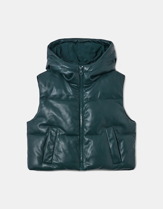 TALLY WEiJL, Grüne Ärmellose Steppjacke mit Kapuze for Women