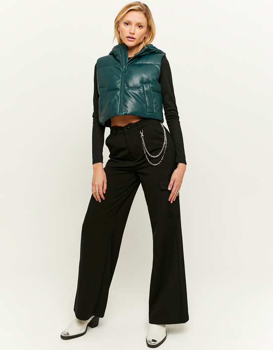 TALLY WEiJL, Grüne Ärmellose Steppjacke mit Kapuze for Women
