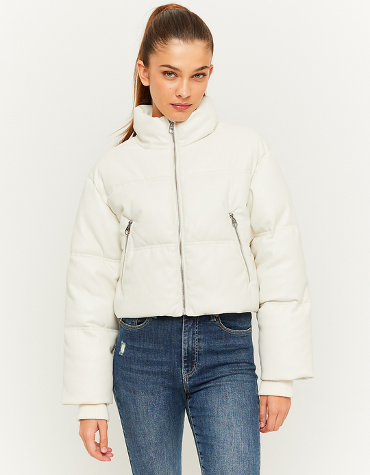 TALLY WEiJL, Weiße Steppjacke aus Kunstleder for Women