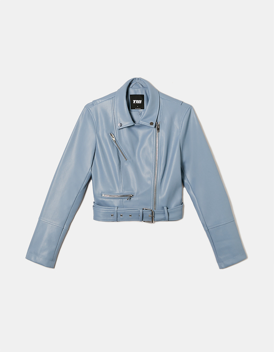 TALLY WEiJL, Veste biker similicuir bleue for Women