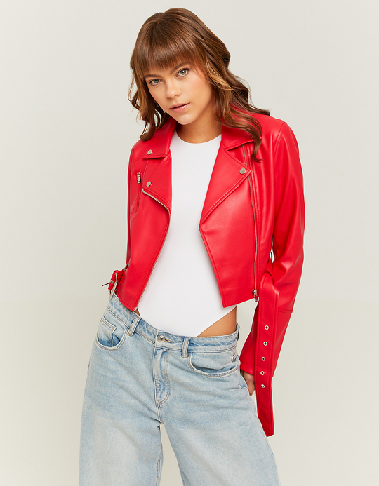 TALLY WEiJL, Veste biker similicuir rouge for Women