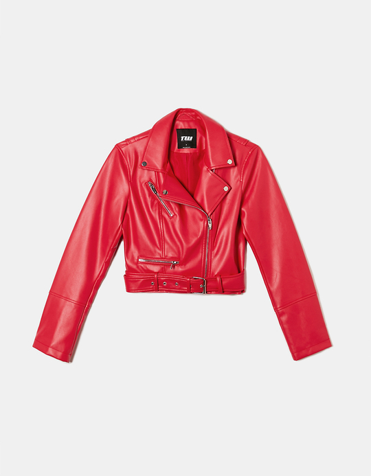 TALLY WEiJL, Veste biker similicuir rouge for Women
