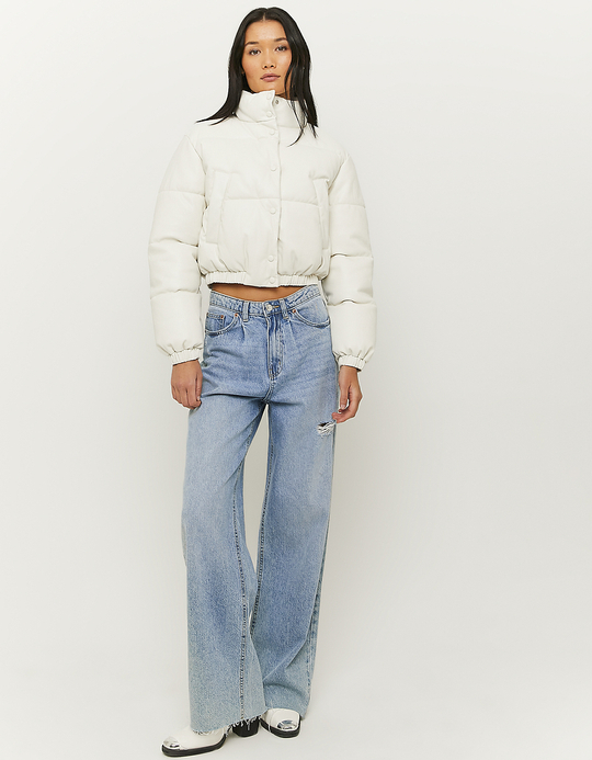 TALLY WEiJL, Weiße Steppjacke aus Kunstleder for Women