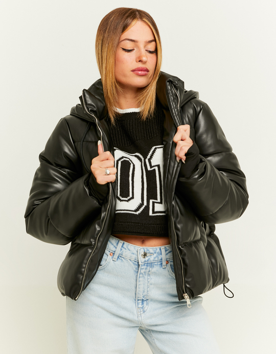 TALLY WEiJL, Black Fake Leather Padded Jacket for Women