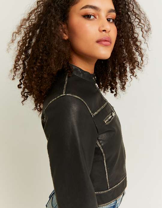 TALLY WEiJL, Μπουφάν Faux Leather Μαύρο for Women