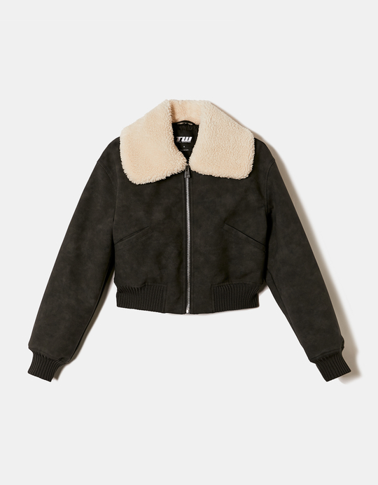 TALLY WEiJL, Giacca Aviatore con Colletto Removibile in Finto Montone for Women