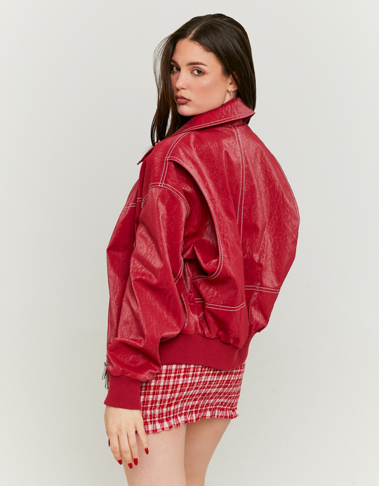 TALLY WEiJL, Oversize Faux Leather Bomber with Crinckle Effect for Women