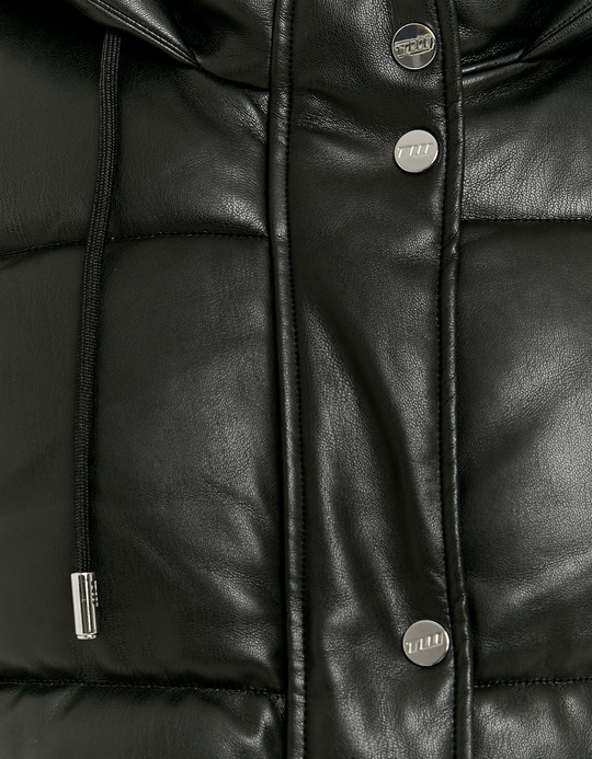 TALLY WEiJL, Schwarze loose Puffer Jacke mit Kunstleder for Women