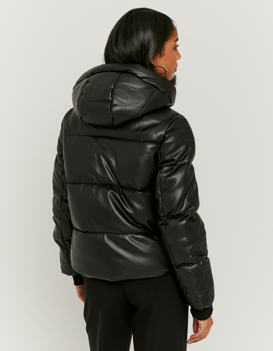TALLY WEiJL, Schwarze loose Puffer Jacke mit Kunstleder for Women