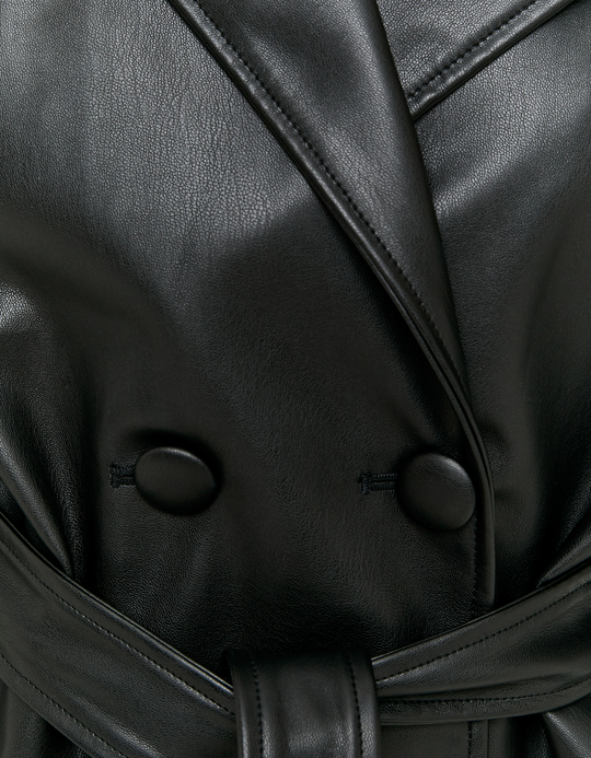 TALLY WEiJL, Schwarzer kurzer Trenchcoat mit Kunstleder for Women