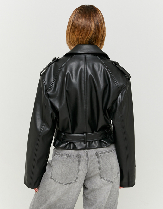 TALLY WEiJL, Schwarzer kurzer Trenchcoat mit Kunstleder for Women