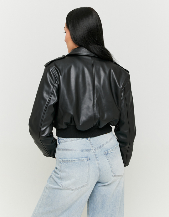 TALLY WEiJL, Veste Bomber Noire en Similicuir for Women