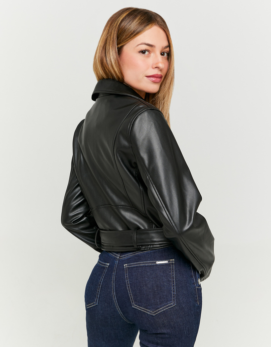 TALLY WEiJL, Black Faux Leather Biker Jacket for Women