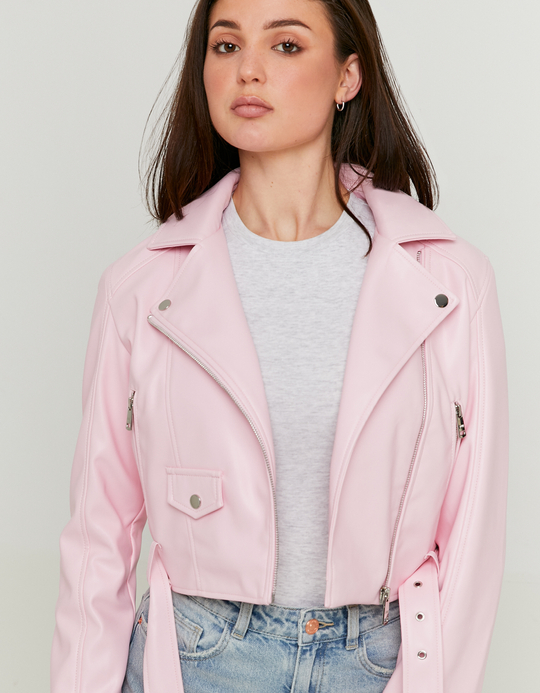 TALLY WEiJL, Giacca Biker in Finta Pelle Rosa for Women