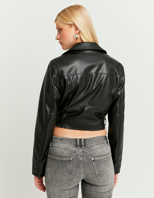TALLY WEiJL, Black Faux Leather Biker Jacket for Women