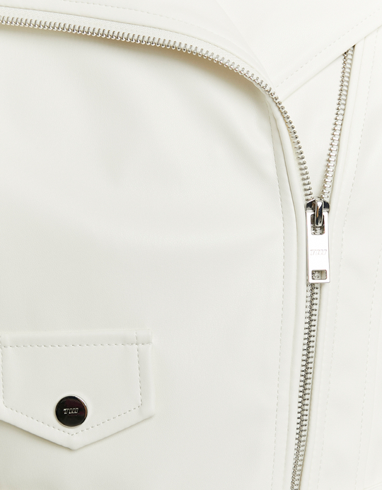 TALLY WEiJL, Giacca Biker in Similpelle Bianca for Women