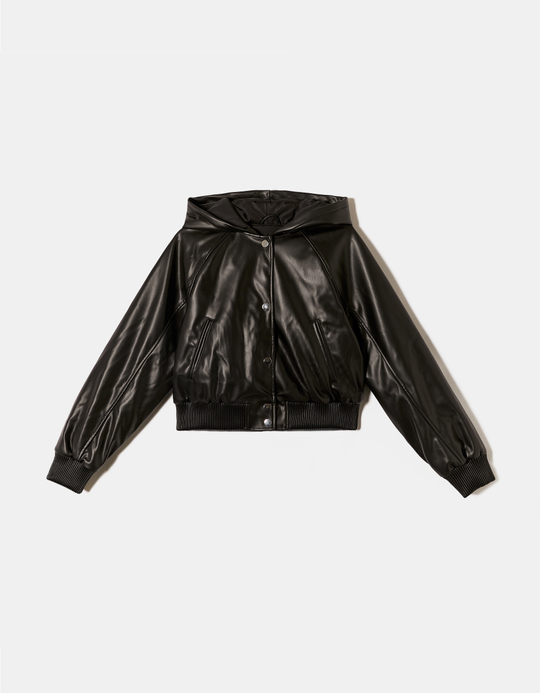 TALLY WEiJL, Veste Bomber Noire en Similicuir for Women
