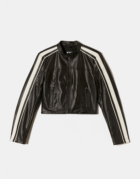 TALLY WEiJL, Black Faux Leather Biker Jacket for Women