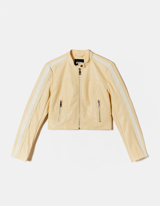 TALLY WEiJL, Giacca Biker in Finta Pelle Gialla for Women