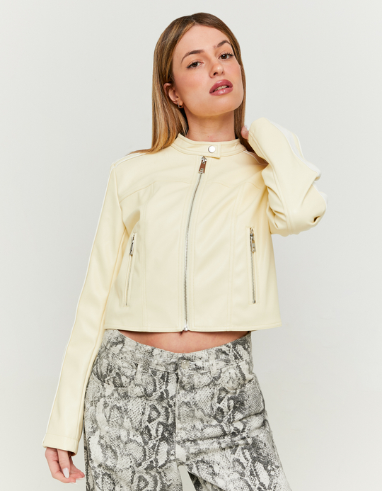 TALLY WEiJL, Giacca Biker in Finta Pelle Gialla for Women